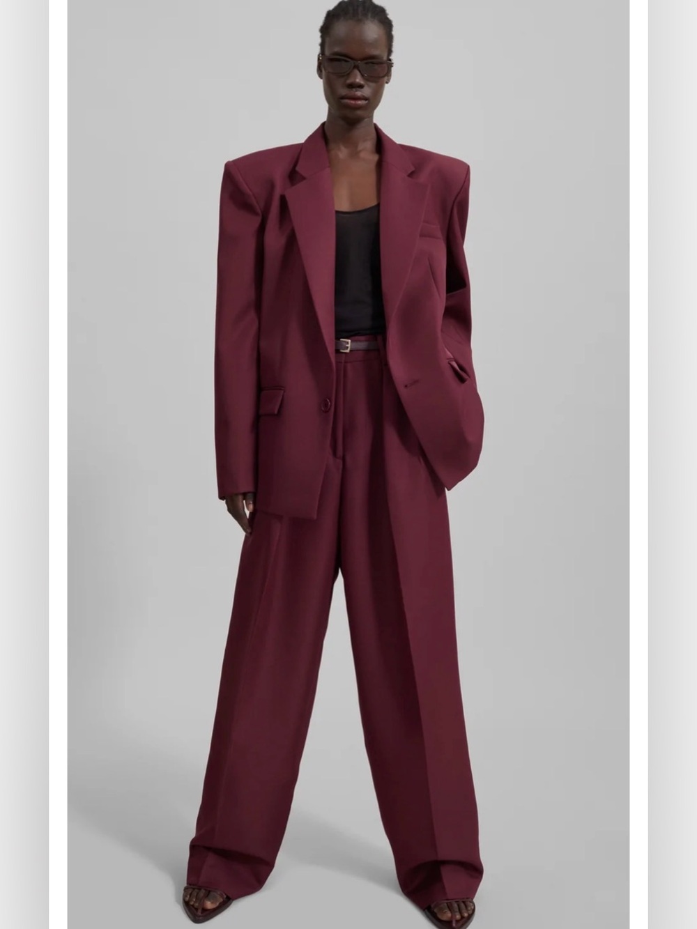 The Frankie Shop Jun Oversized Blazer Jacket size XS/S burgundy
